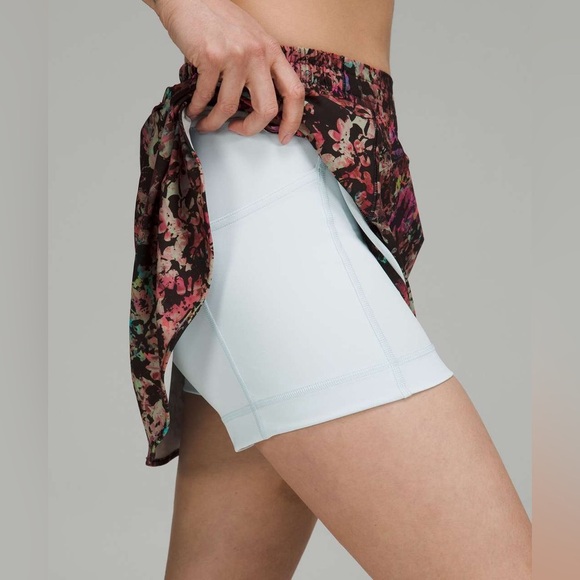 Lululemon Hotty Hot High-Rise Skirt in Stencil Blossom Red Multi / Sheer Blue 2 - Picture 5 of 11